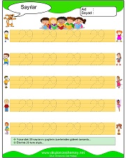 okul öncesi 1 sayısı çizgi çalışması